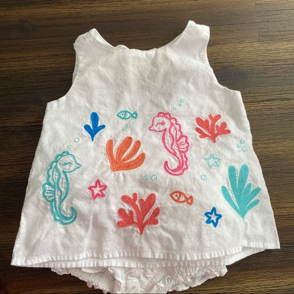 Gymboree White with Bright Embroidery 6-12 Months